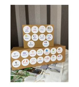 Karışık Okul Serisi Sevimli Yuvarlak Sticker Mat Etiket 4 Cm (24 Adet)