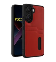 Xiaomi Poco X7 Pro Kılıf Sara Kartvizitli Deri Kılıf - Kırmızı
