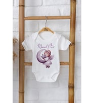 Pia Baby Premium %100 Pamuk İsme Özel Organik Baskılı Çıtçıtlı Bebek Body Zıbın Modelleri 5081-16 (Ekru)