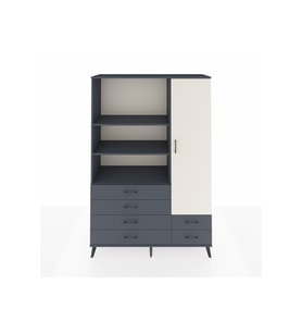 Hyperion Dolap 7 Raflı 6 Çekmeceli Tek Kapaklı  132x44x195 Antrasit-Aytaşı/Antrasit