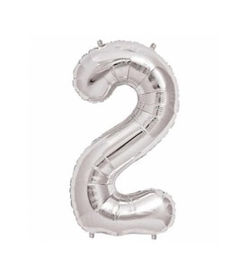 2 Rakam Gümüş Folyo Balon 40 inc 100 cm