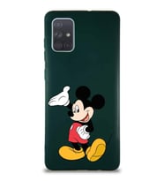 Samsung Galaxy A71 Soft Premier Kapak Mickey Mouse-C Tasarımlı Silikon Kılıf - Yeşil (Şeffaf)