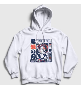 Presmono Unisex Beyaz Rage Tanjiro Kamado Anime Demon Slayer Kimetsu No Yaiba Kapüşonlu Sweatshirt 307693tt