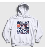 Presmono Unisex Beyaz Rage Tanjiro Kamado Anime Demon Slayer Kimetsu No Yaiba Kapüşonlu Sweatshirt 307693tt