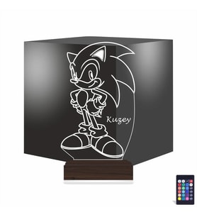 Luvivia Sonic Çocuk Odası Hediye Kişiye Özel 3D Lamba - Masa Gece Lambası