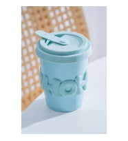Ruby Silikon Kapaklı Porselen Kupa Mavi - 380 ml MSK128