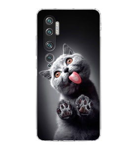 PrintiFy Xiaomi Mi Note 10 Pro ile Uyumlu Kedi 2 Kamera Korumalı Şeffaf Kılıf
