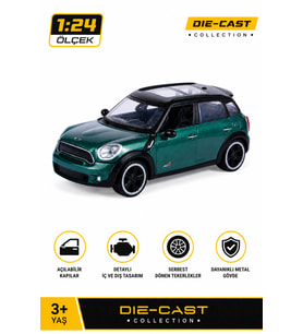 1:24 Mini Cooper S Countryman Die-Cast Yeşil Metal Model Araba