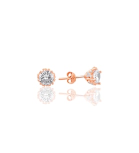 Söğütlü Silver Gümüş Rose Zirkon Taşlı Tek Taş Küpe