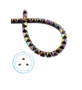 Hematit Doğal Taş Parlak Gökkuşağı Kare Kesim Çift Delik 6x6mm Dizi [AA]