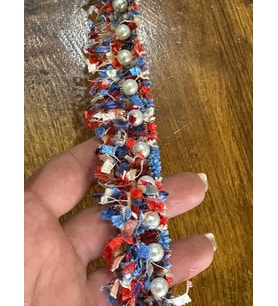 EN 3 CM PÜSKÜLLÜ BONCUKLU TASARIM ŞERİT DİKİŞ GİYİM AKSESUARI (1 METRE) (Mavi)