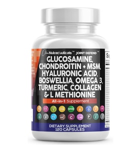 Clean Nutraceuticals Glucosamine Chondroitin MSM 1500mg  120 Capsul Turmeric Curcumin, Collagen, Hyaluronic Acid, Omega 3 – Joint Health for Men  Women  Joint Complex. (Renksiz)