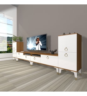 Decoraktiv Eko 9220 Mdf Gold Tv Ünitesi Tv Sehpası (Beyaz - Kahverengi)