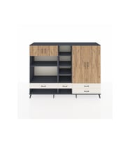 Hyperion Dolap 12 Raflı 4 Çekmeceli 4 Kapaklı 220x44x163 Antrasit-Çam/Aytaşı
