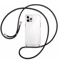 iPhone 13 PRO MAX Şeffaf Boyun - Omuz Askılı İpli Silikon Kılıf (Siyah)
