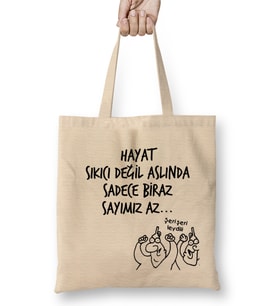 Karikatür Hayat Sıkıcı Değil Aslında Sadece Biraz Sayımız Az Bez Çanta Uzun Saplı