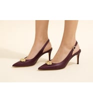 Trendyshose 07008 Arkası Açık ince Topuk Rahat Kadın Ayakkabı (Bordo)