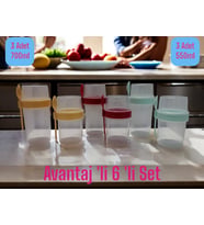 Avantaj 'lı **6 'lı Set** Meyveli Yoğurt Kabı***Müsli Kabı (3x 700ml + 3x550ml)