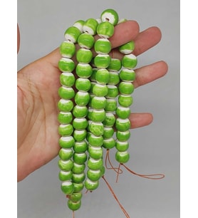 Yeşil Renk Sırlı Seramik Boncuk Dizi 10-12mm/24cm (54140)