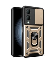 Y17S Kılıf Pars Lens Yüzüklü Silikon - Gold