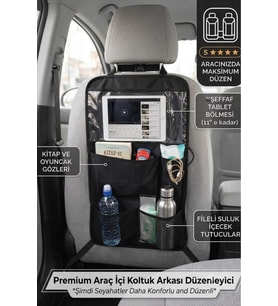 Araç İçi Koltuk Arkası Düzenleyici, Oto Koltuk Arkası Organizer ve Koruyucu, Tablet Bölmeli, Çok Amaçlı Organizer