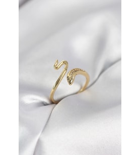 Gold Renk Yılan Model Zirkon Taşlı Kadın Yüzük 5886