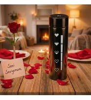 Sevgililer Gününe Özel - Love Dereceli Termos 500 ml (Siyah)