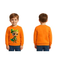 Unisex Groot Baskılı Çocuk Swaetshirt 3 İplik Şardonlu (Turuncu)