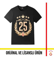 Galatasaray Lisanslı 2025 Şampiyonluk Özel T-Shirt (Siyah)