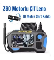 360 Motorlu Ekranlı Çift Lensli 10 Metre Yılan Kamera (Çok Renkli)