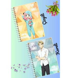 Spy x family defter seti 2 adet A4 boyutu 21*30 çizgili + kareli 60 syf