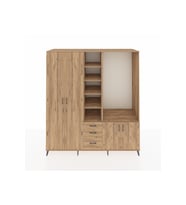 Kronos Dolap 13 Raflı 3 Çekmeceli 4 Kapaklı 220x59x243 Çam-Çam/Çam