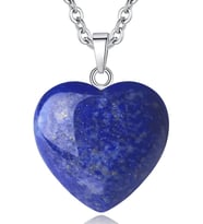 Sertifikalı Kalp Model Lapis Lazuli Taşı Kolye (Çok Renkli)