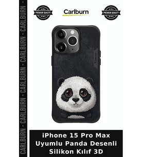 iPhone 15 Pro Max Uyumlu Panda Desenli Silikon Kılıf 3D Günlük Kullanım Farklı Model Tarz Aksesuar