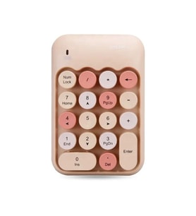 Renkli Daktilo Tarzı Vintage Kablosuz Wıreless Numeric Keypad 18 Tuşlu Sayısal Klavye Numpad (Kahverengi)