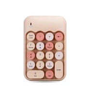 Renkli Daktilo Tarzı Vintage Kablosuz Wıreless Numeric Keypad 18 Tuşlu Sayısal Klavye Numpad (Kahverengi)