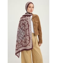 Schaless Süvarinin Arması - Mavi - Vierra Desenli Viskon Şal - 70x190 Cm (Vizon)
