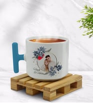 BK Gift Kişiye Özel İsimli Fotoğraflı Mavi T Kulplu Middle Kupa Bardak-34