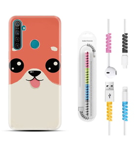 Realme 5i 5 Pro 6i 7 Pro 8 Kılıf Kablo Koruma Spiral Silikon Sevimli Köpek 1731