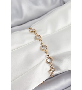 Pirinç Gold Renk Zirkon Taşlı Kadın Bileklik - TJ-BB7050