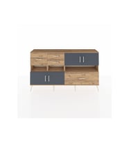 Arges Konsol 5 Raflı 4 Çekmeceli 4 Kapaklı 176x30x99 Çam-Antrasit/Çam