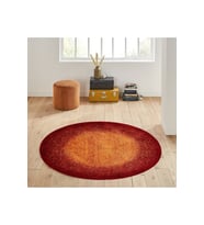 Eliana Home Baskılı, Yıkanabilir Kaymaz Taban Yuvarlak Halı LNA7051 120x120 cm (Turuncu)