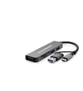 Usb 3.0 & Type-C Combo Hub Kart Okuyucu 5 Port - Gri HDX7826