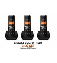 Gigaset Comfort 550 Siyah DECT Telefon 3'lü Set – Renkli Ekranlı Kablosuz Ev ve Ofis Telefonu