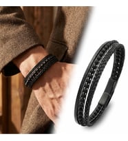 Moncuk Design Mat Oniks Taşlı 316L Çelik Kilitli Çok Katmanlı Örgü Deri Erkek Bileklik 33512B9D14