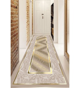 Dijital Baskılı Kaymaz Taban Yıkanabilir Modern Yolluk Ve Koridor Halısı NDU-SD-378 (Gold)