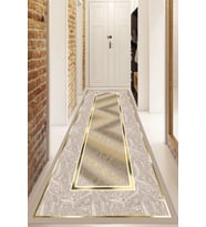 Dijital Baskılı Kaymaz Taban Yıkanabilir Modern Yolluk Ve Koridor Halısı NDU-SD-378 (Gold)