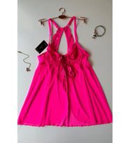GIANNA Kadın Barbie Pembe Balenli Dantelli Gecelik/Babydoll