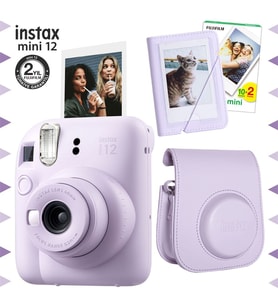 Instax mini 12 Lila Fotoğraf Makinesi-20'lu Film-Mini Albüm ve Deri Kılıf Seti