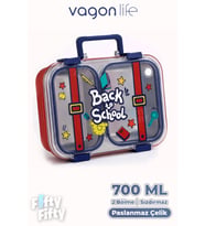 700 ML İki Bölme Paslanmaz Çelik Bento Lunch Box Yeni Nesil  Sefer Tası Metal Kaşık Hediyeli FF7155 (Kırmızı)